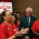 Sen. Bernie Sanders (I-Vt.) greets nurses as he arrives at a Brunch With Bernie campaign rally at the National Nurses United offices Aug. 10, 2015, in Oakland, Calif.
Justin Sullivan/Getty Images
